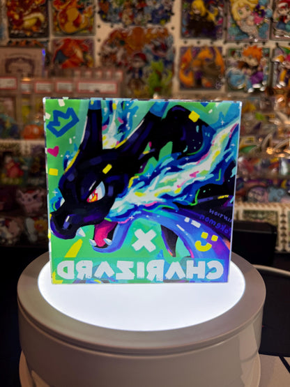 Charizard X CustomMade Pokemon Crystal Acrylic Block 10x10x1.5cm-Gift For him-Pokemon fan-Pokemon TCG PTCG-Pikachu Charizard Full Art