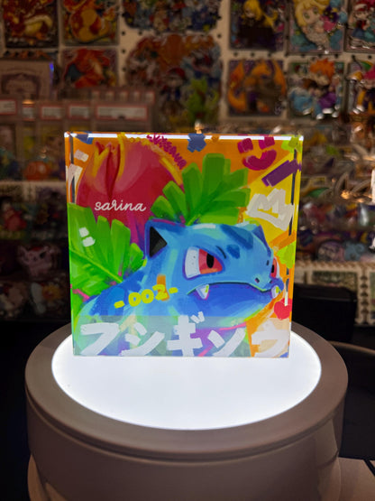 Bulbasaur evolution CustomMade Pokemon Crystal Acrylic Block 10x10x1.5cm-Gift For him-Pokemon fan-Pokemon TCG PTCG Full Art