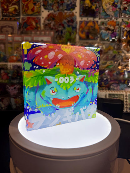 Bulbasaur evolution CustomMade Pokemon Crystal Acrylic Block 10x10x1.5cm-Gift For him-Pokemon fan-Pokemon TCG PTCG Full Art