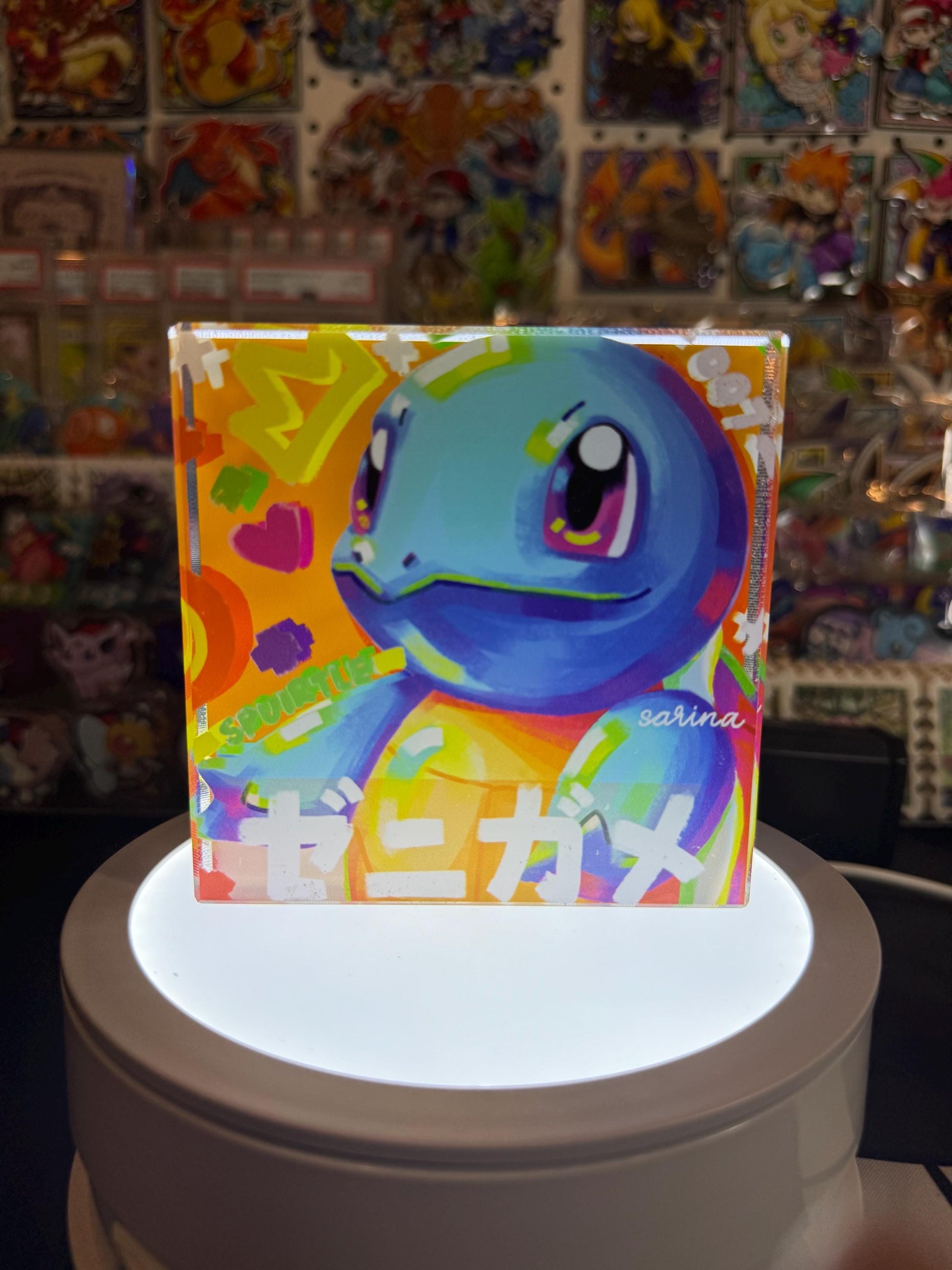 Squirtle Evolution Chain CustomMade Pokemon Crystal Acrylic Block 10x10x1.5cm-Gift For him-Pokemon fan-Pokemon TCG PTCG Full Art