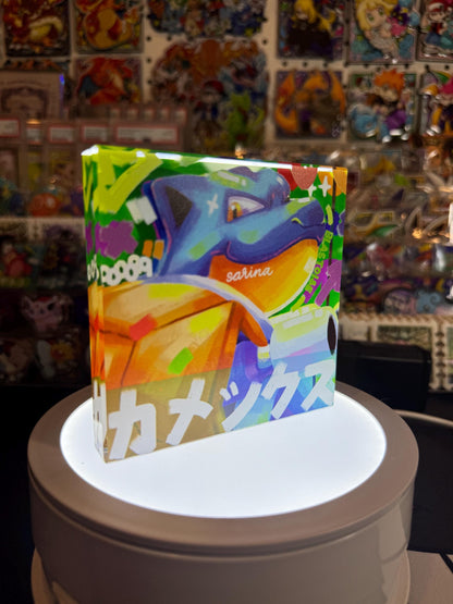 Squirtle Evolution Chain CustomMade Pokemon Crystal Acrylic Block 10x10x1.5cm-Gift For him-Pokemon fan-Pokemon TCG PTCG Full Art