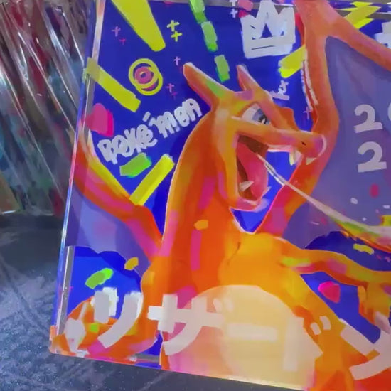 Custom Handmade Pokemon 006 Charizard Decoration Full Art Acrylic Block Charmander Gifts For him - Gifts for her - Gaming Decoration Block