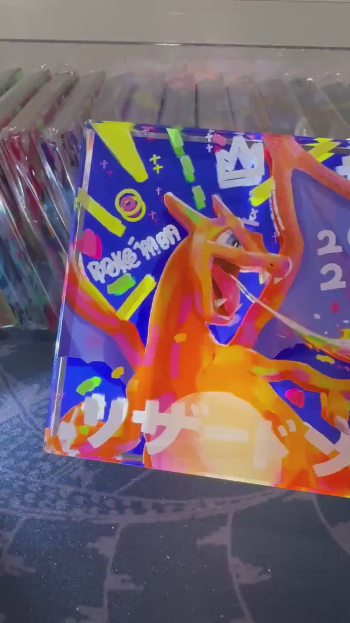 Custom Handmade Pokemon 006 Charizard Decoration Full Art Acrylic Block Charmander Gifts For him - Gifts for her - Gaming Decoration Block