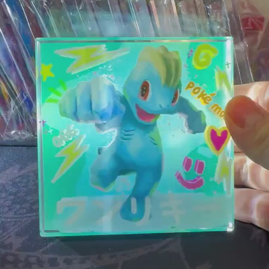 Custom Handmade Pokemon 066 Machop Decoration Full Art Acrylic Block Charmander Gifts For him - Gifts for her - Gaming Decoration Block