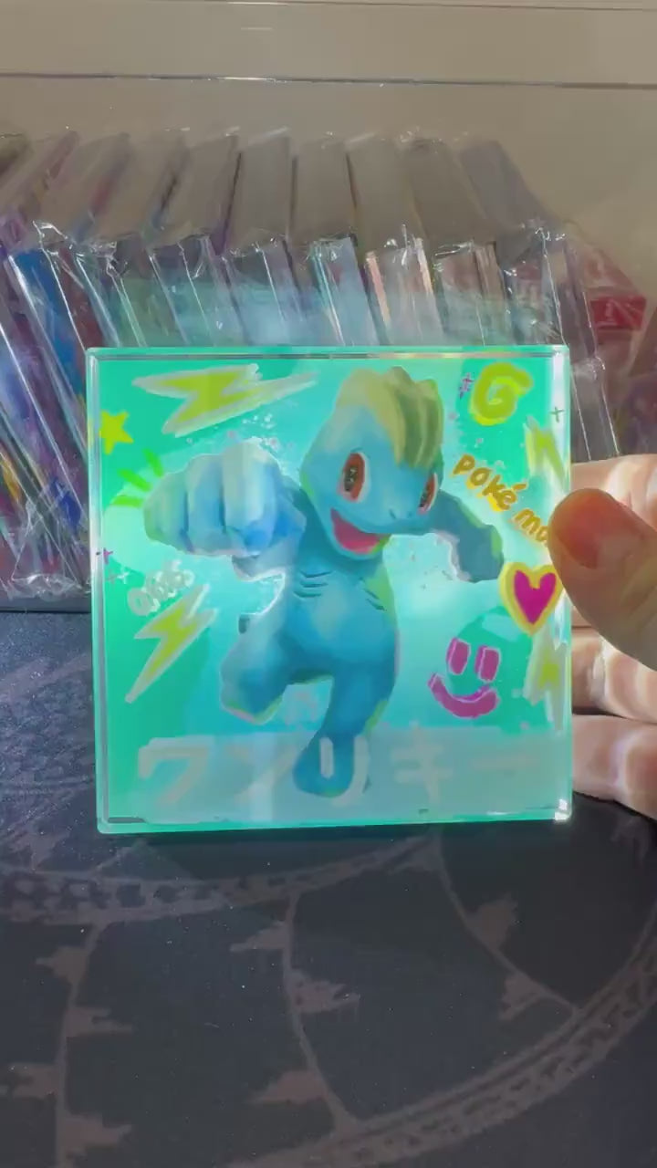 Custom Handmade Pokemon 066 Machop Decoration Full Art Acrylic Block Charmander Gifts For him - Gifts for her - Gaming Decoration Block