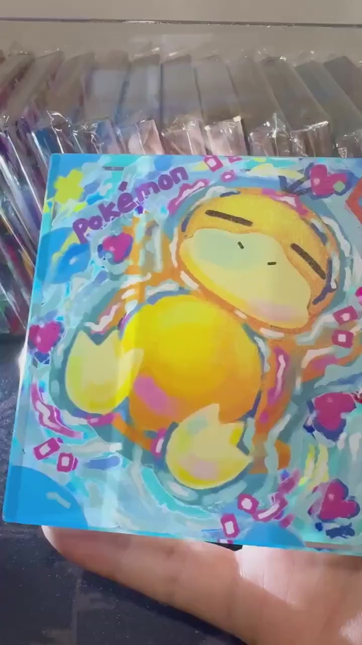 Custom Handmade Pokemon 054 PsyduckDecoration Full Art Acrylic Block Charmander Gifts For him - Gifts for her - Gaming Decoration Block